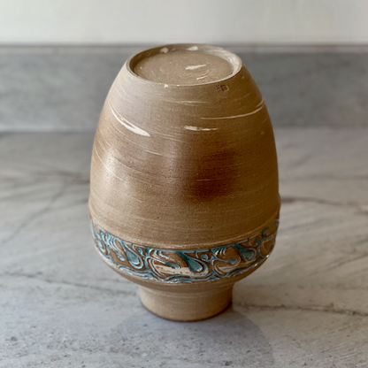 Marbled Stoneware Vase, Blue Green Glaze